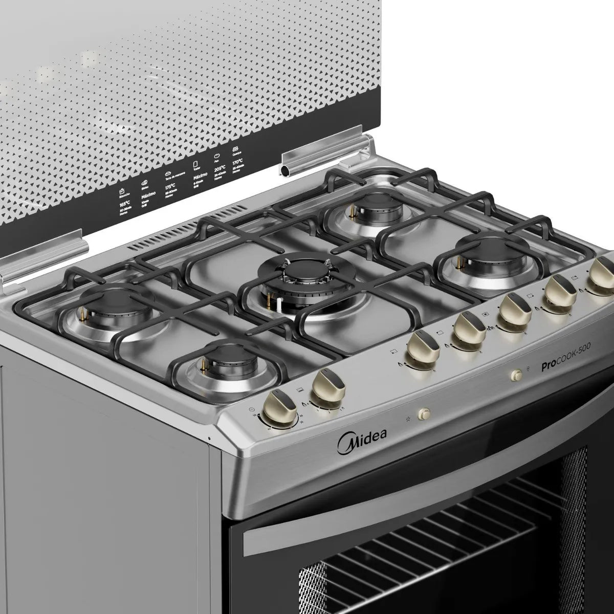 MIDEA | Cocina 5 Quemadores Horno de 97Lt Con Grill Gas Licuado Mcg-5Qpi30Ns