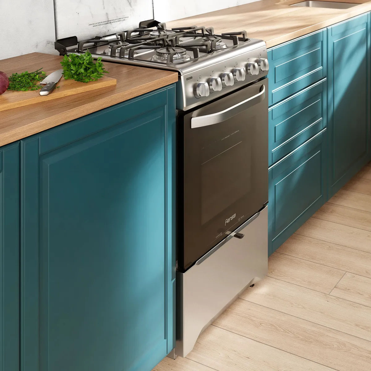 FENSA | Cocina a Gas 4 Platos Fensa VaporBake y Timer F 2606 T