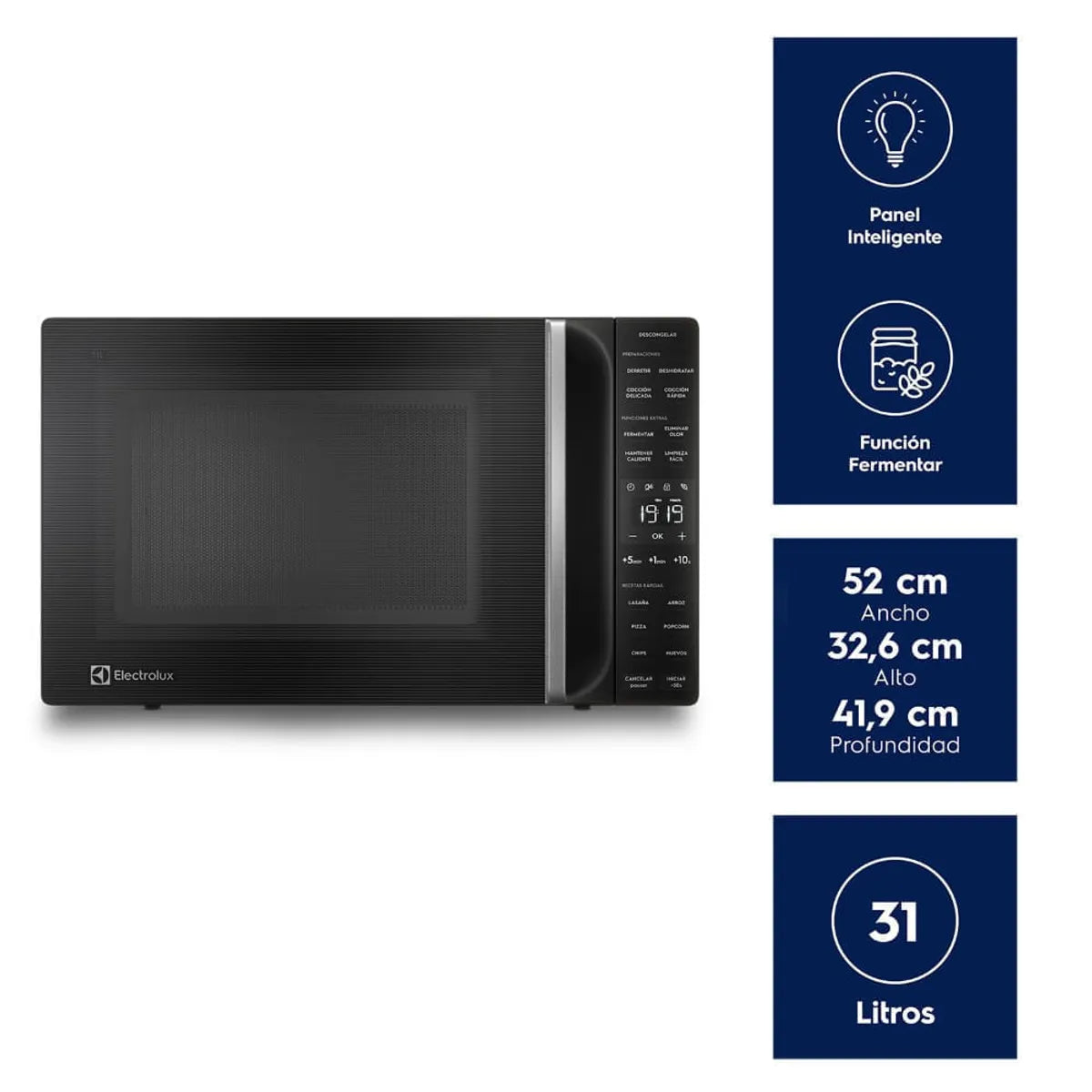 ELECTROLUX | Microondas Electrolux 31 Litros Digital Descongelamiento Asistido ME31N Negro