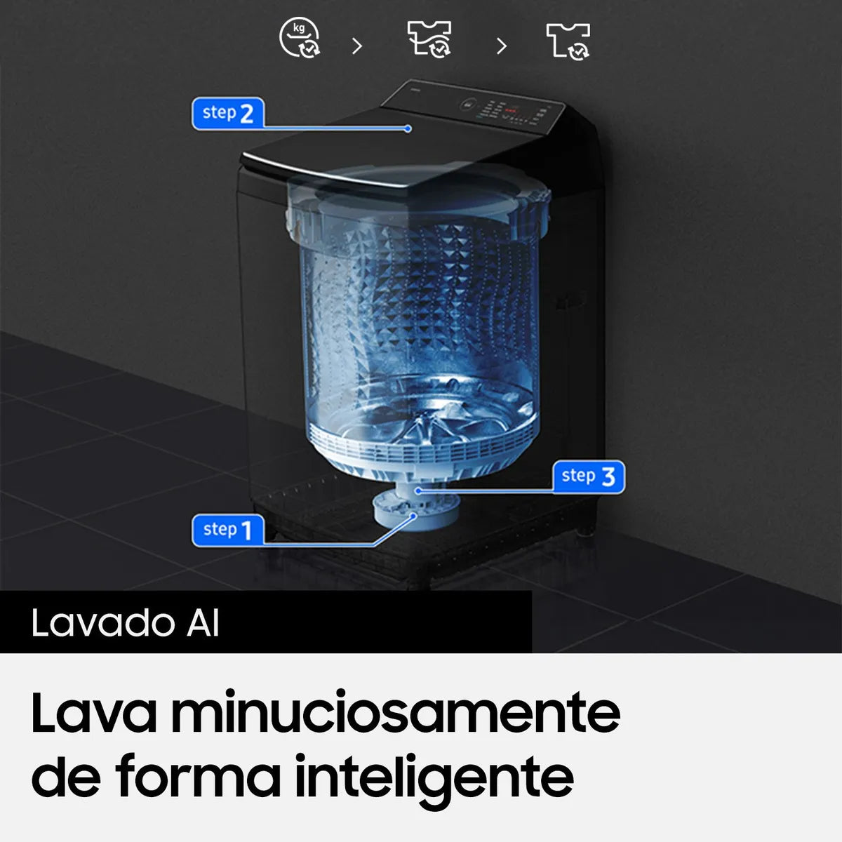 SAMSUNG | Lavadora Carga Superior 21Kg Bespoke AI WA80F21S8BZS Samsung