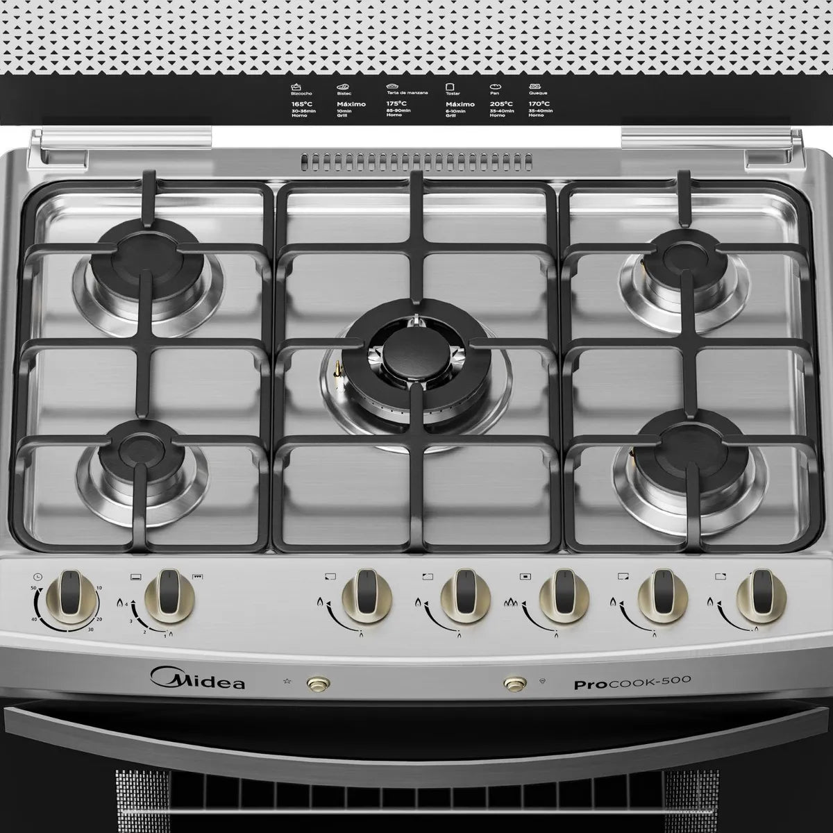 MIDEA | Cocina 5 Quemadores Horno de 97Lt Con Grill Gas Licuado Mcg-5Qpi30Ns