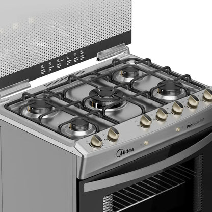MIDEA | Cocina 5 Quemadores Horno de 97Lt Con Grill Gas Licuado Mcg-5Qpi30Ns