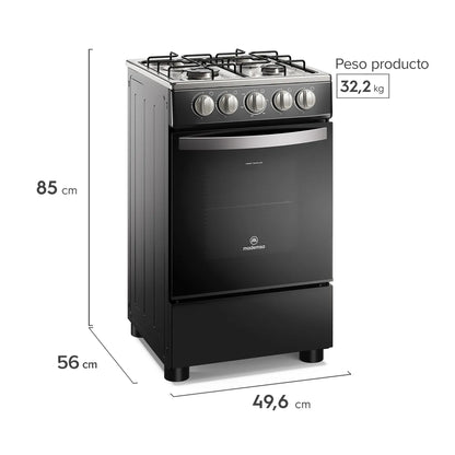 MADEMSA | Cocina a Gas 4 Platos LimpiaFácil y Parrillas Alambrón FM4IP