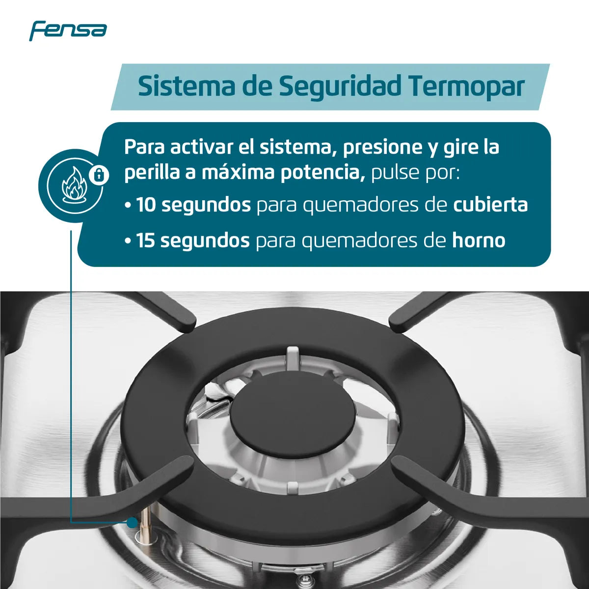 FENSA | Cocina a Gas 5 Platos Negro F 6500 T