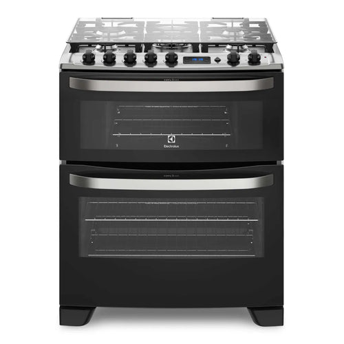 ELECTROLUX | Cocina a Gas 5 Platos Electrolux Experience Doble Horno y Timer Digital 76DBA Negra