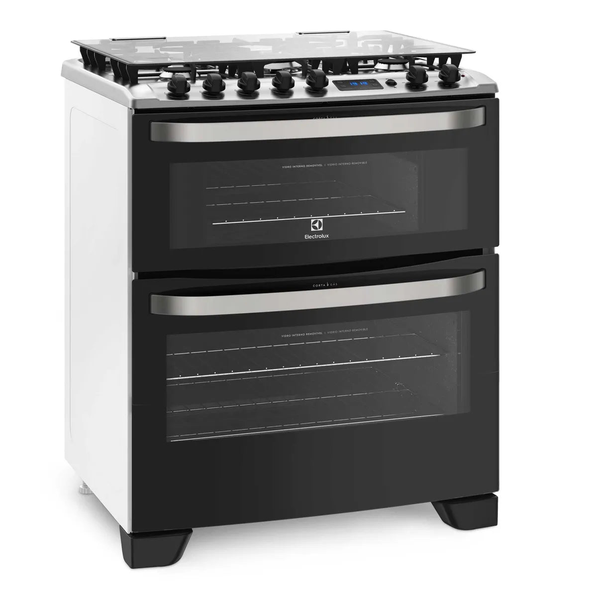 ELECTROLUX | Cocina a Gas 5 Platos Electrolux Experience Doble Horno y Timer Digital 76DBA Negra