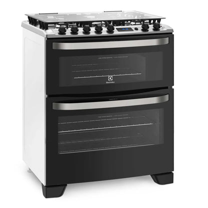 ELECTROLUX | Cocina a Gas 5 Platos Electrolux Experience Doble Horno y Timer Digital 76DBA Negra
