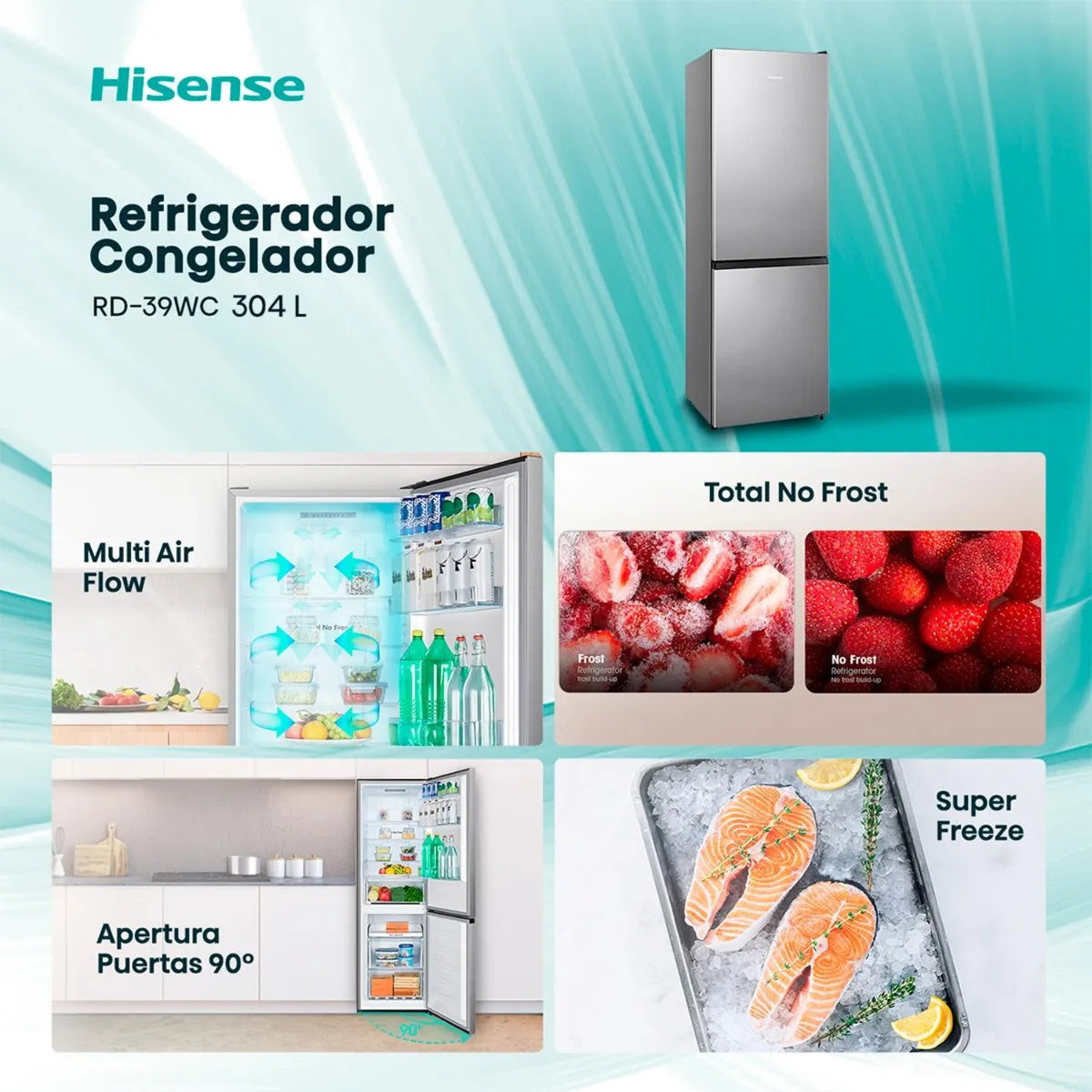 HISENSE | Refrigerador Bottom Freezer 304 Litros No Frost RD-39WC Hisense