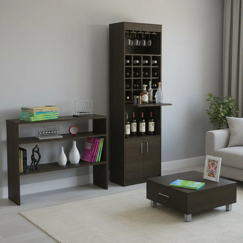 TUHOME | Combo Mueble De Bar + Arrimo + Mesa De Centro Madera Wengué
