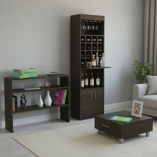 TUHOME | Combo Mueble De Bar + Arrimo + Mesa De Centro Madera Wengué