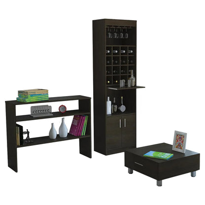 TUHOME | Combo Mueble De Bar + Arrimo + Mesa De Centro Madera Wengué