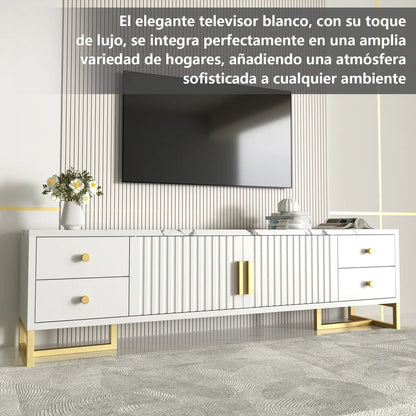 AIZO | Mueble Para TV 140x30x40cm Con 2 Puertas y 4 Cajones Melamina